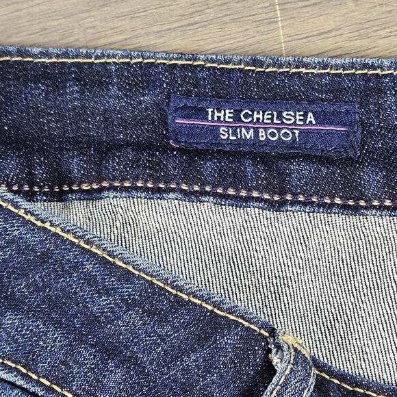 Vigoss Womens Jeans Chelsea Slim Boot Cut Blue Denim Dark Wash Destroyed Size 18 - Picture 5 of 8